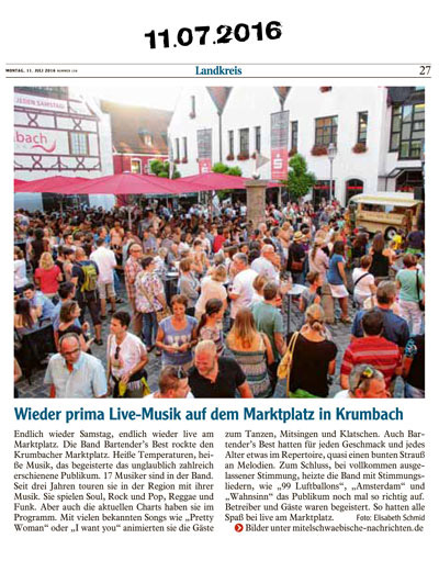 Bartenders Best Live am Marktplatz 09.07.2016