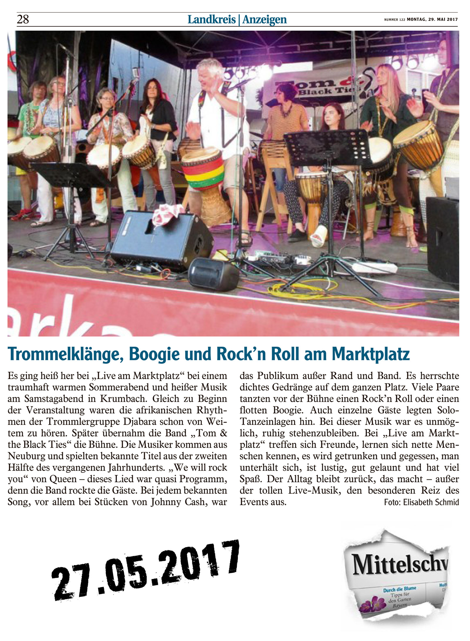 Djabara und Tom & the Black Ties bei live am Marktplatz 2017 05 20 Mittelschwaebische Nachrichten